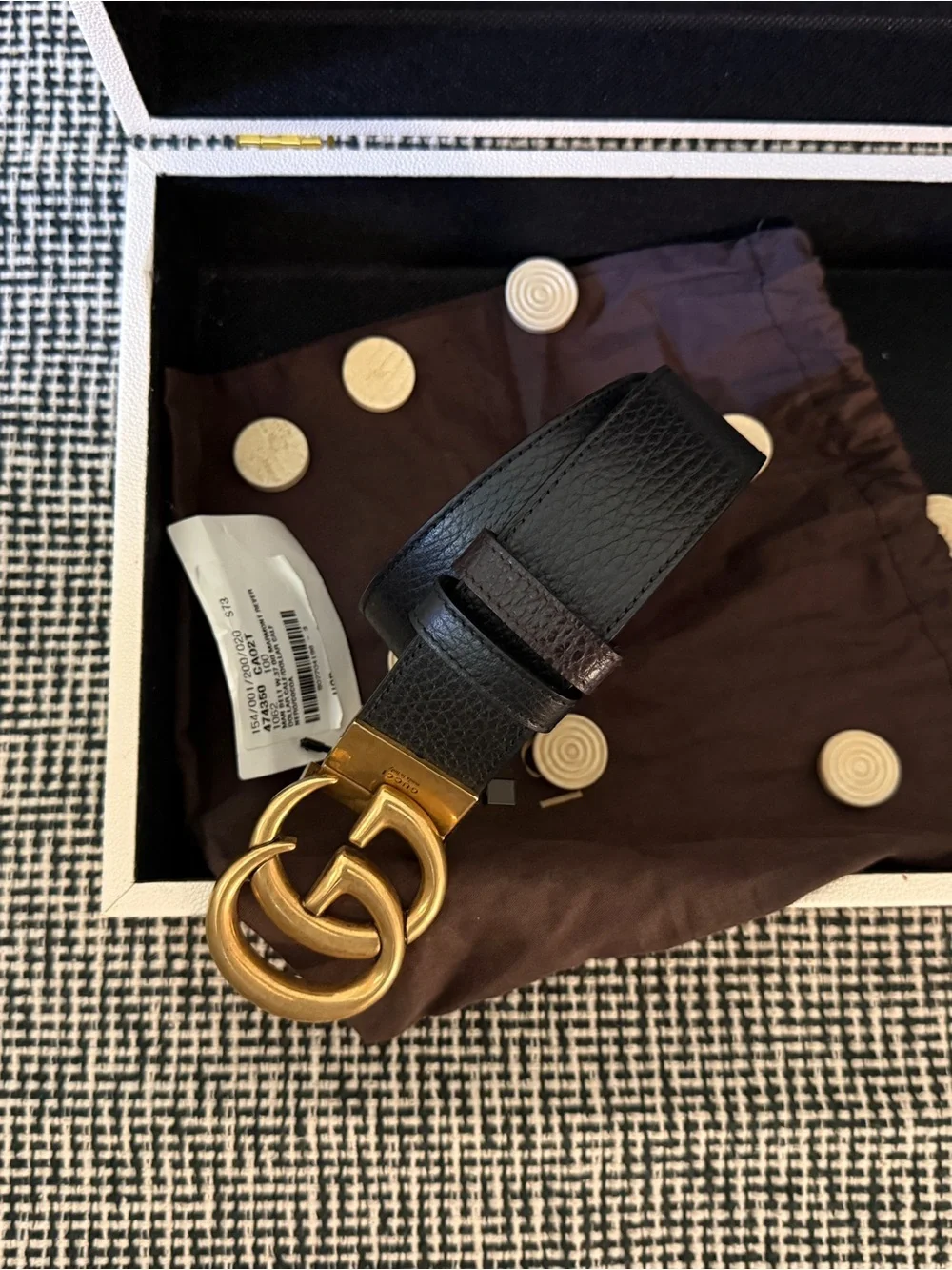 Gucci Men's reversible GG gold buckle brown and black size 100